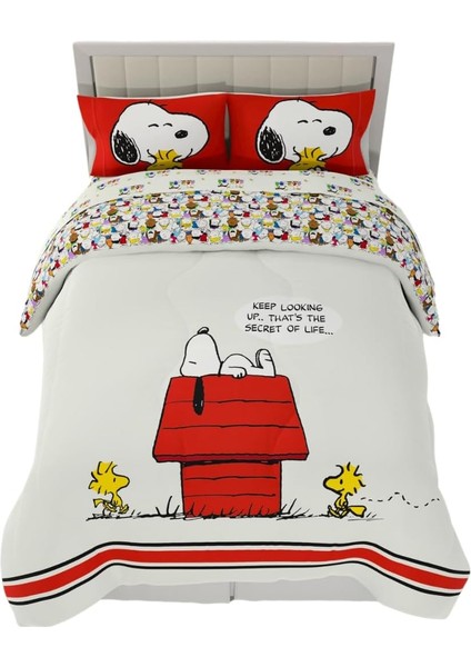 Peanuts Classic Pals Süper Yumuşak Yorgan ve Çarşaf Seti, 5 Parça Queen Boy, (Resmi Lisanslı Ürün) Koleksiyon Ürünleri
