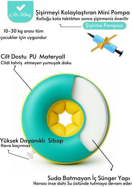 Çocuk Yüzme Kolluğu Seti (10-30 Kg) – Pompalı + Taşıma Çantalı fırsatları