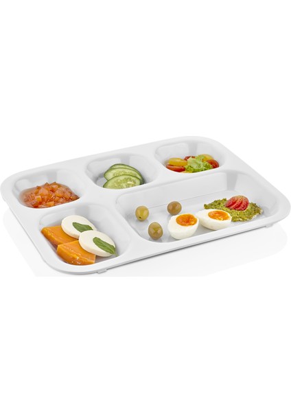 104.PW - Tabldot 3'lü Beyaz Servis Tabak Seti 35X27 Cm, Thermoset Melamin