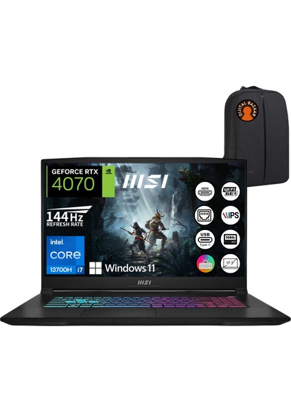 Msı Katana 17 B13VGK-873TR Intel Core I7-13700H RTX4070 32GB-1TB SSD 17.3" W11 Oyuncu Bilgisayarı