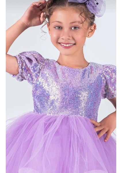 Kuromi Mor Payetli Kabarık Elbise Gelinlik Kostüm + 2 Adet Mor Bubble Saç Seti Doğum Günü Düğünparti fiyatları