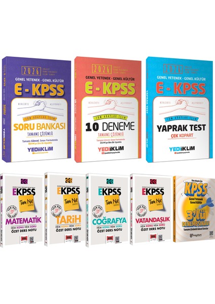 2026 E-Kpss Gygk Tam Not Serisi Özet Ders Notu-Çözümlü Soru Bankası-Çözümlü 10 Deneme-Yaprak Test