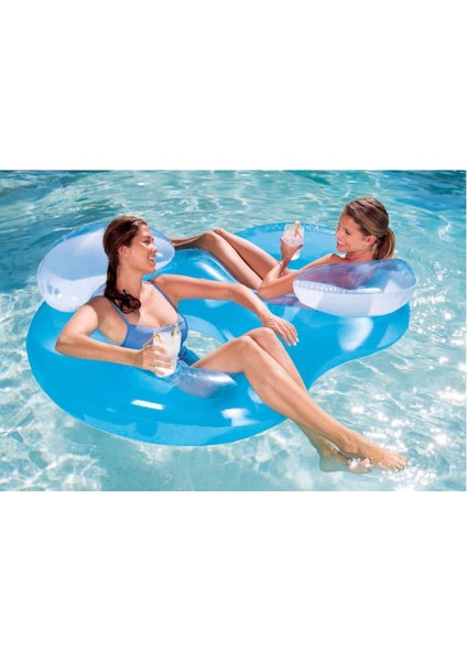 Çift Kişilik Mavi Deniz Yatağı Güneşlenme Koltuğu Dayanıklı Vinyl 188x117 Cm Plaj Havuz
