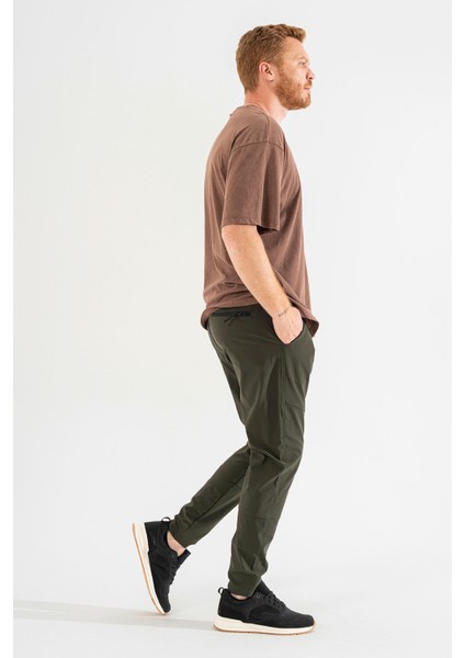 Erkek Haki Nefes Alan Likralı Esnek Kumaş Dar ve Bilek Paça Jogger Pantolon indirimleri