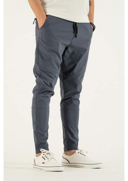 Erkek Gri Nefes Alan Likralı Esnek Kumaş Dar ve Bilek Paça Jogger Pantolon