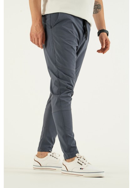 Erkek Gri Nefes Alan Likralı Esnek Kumaş Dar ve Bilek Paça Jogger Pantolon