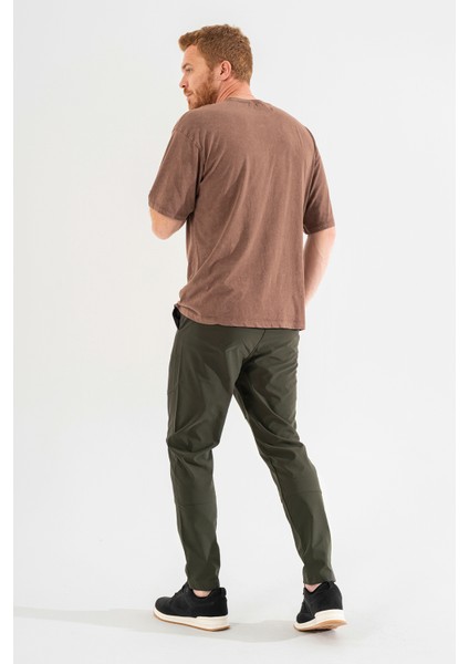 Erkek Haki Nefes Alan Likralı Esnek Kumaş Dar ve Bilek Paça Jogger Pantolon fırsatları