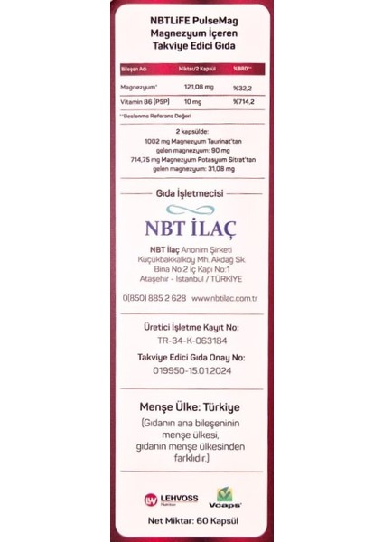 Pulsemag 60 Kapsül Şelatlı Magnezyum Taurinat 2 Adet modelleri