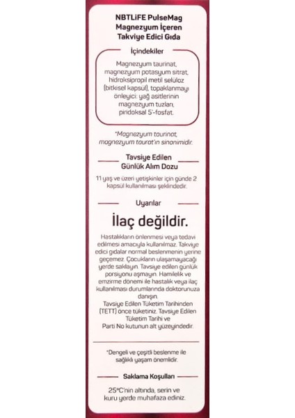 Pulsemag 60 Kapsül Şelatlı Magnezyum Taurinat 2 Adet fırsatları