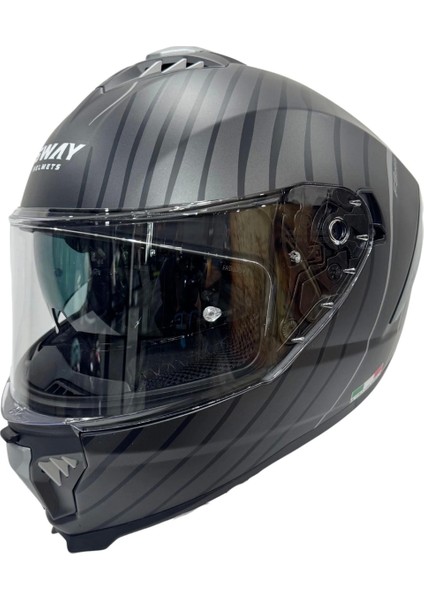Kask Sway Sw 865 Space Black Whıte Güneş Gözlüklü