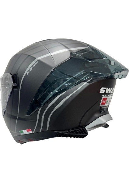 Kask Sway Sw 865 Space Black Whıte Güneş Gözlüklü