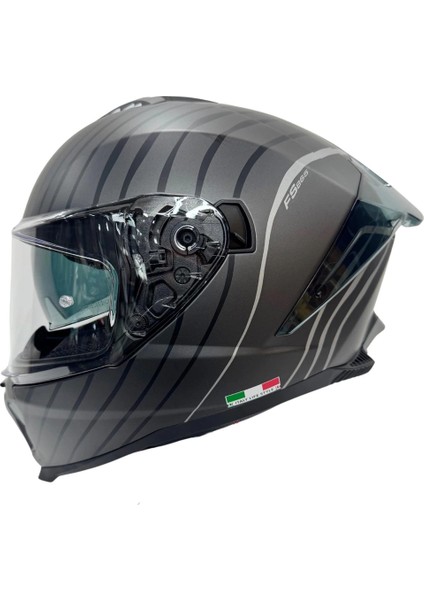 Kask Sway Sw 865 Space Black Whıte Güneş Gözlüklü