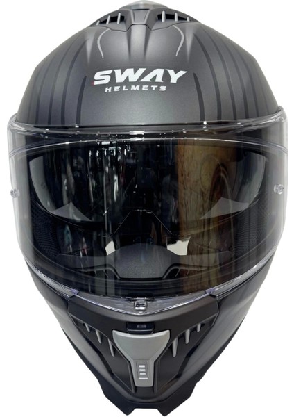 Kask Sway Sw 865 Space Black Whıte Güneş Gözlüklü