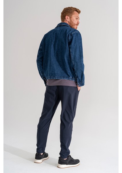 Erkek Lacivert Nefes Alan Likralı Esnek Kumaş Dar ve Bilek Paça Jogger Pantolon fırsatları