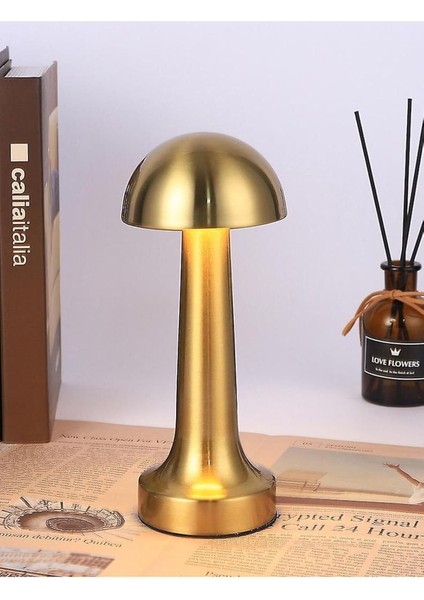 Geldi Şarjlı Masa Lambası Dimmerli Dekoratif Abajur Cata Lizbon Gold Dokunmatik Sunum Lambası 3 Renk Modu