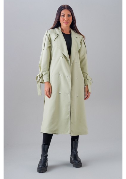 Şık Taş Rengi Düğmeli Trençkot – Rahat ve Modern Kesim indirimleri