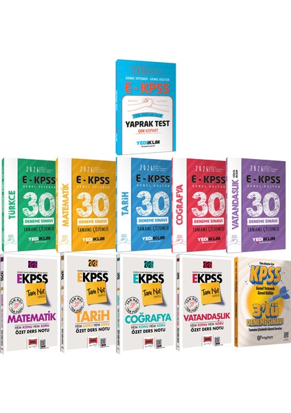2026 E-Kpss Tam Not Serisi Özet Ders Notu-Çözümlü 30 Deneme-Çek Kopart Yaprak Test