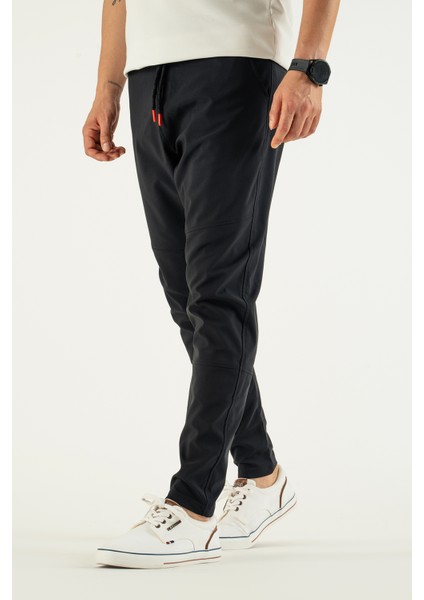 Erkek Siyah Nefes Alan Likralı Esnek Kumaş Dar ve Bilek Paça Jogger Pantolon