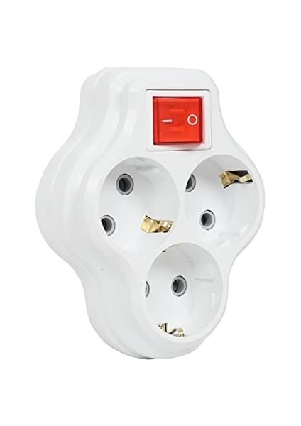 3lü Anahtarlı Golyat, Üçlü Topraklı Priz Duvar Tipi Çoklayıcı Fiş, 16A 250 Volt, Max 3600 Watt (Beyaz) modelleri