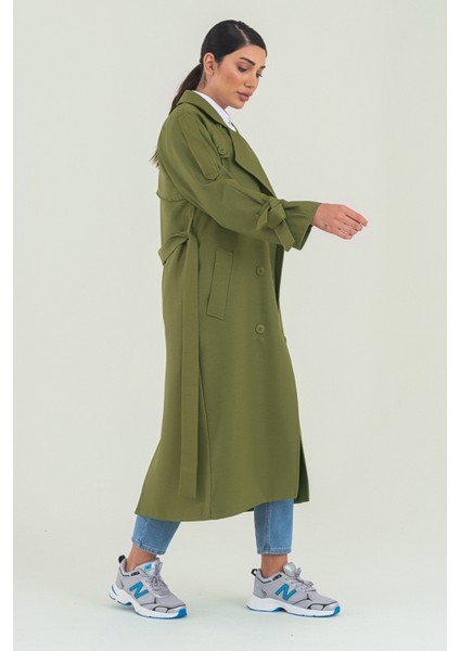 Şık Taş Rengi Düğmeli Trençkot – Rahat ve Modern Kesim modelleri