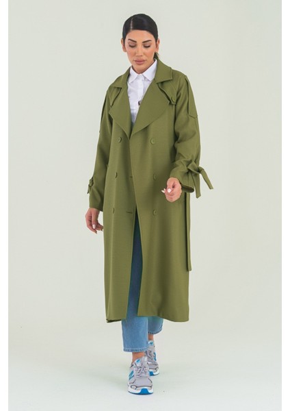 Şık Taş Rengi Düğmeli Trençkot – Rahat ve Modern Kesim fırsatları