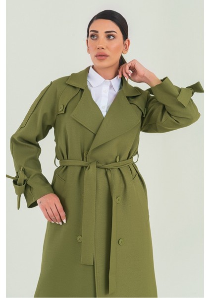 Şık Taş Rengi Düğmeli Trençkot – Rahat ve Modern Kesim indirimleri