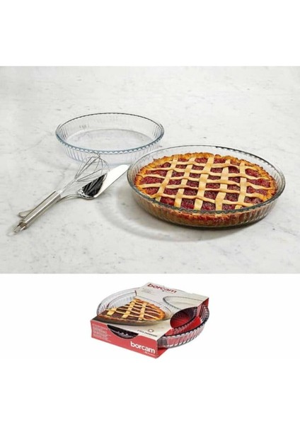 Şeffaf Cam Yuvarlak Borcam Seti – 2 Parça Çok Amaçlı (32 & 28 Cm)