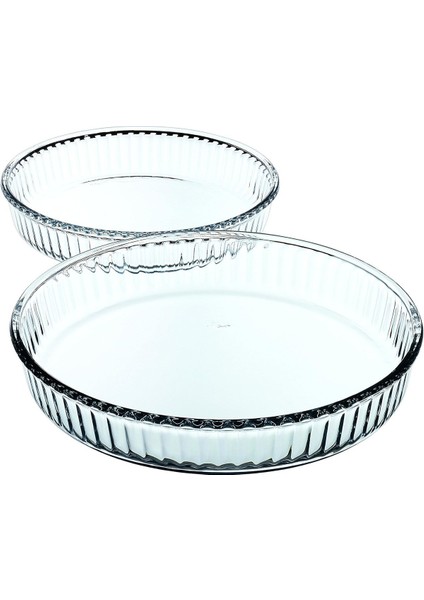 Şeffaf Cam Yuvarlak Borcam Seti – 2 Parça Çok Amaçlı (32 & 28 Cm) modelleri