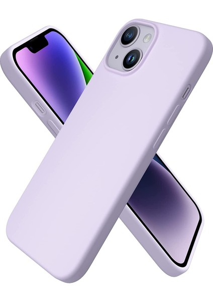 Apple iPhone 14 Plus Kılıf 6.7 ile Uyumlu, Ince Sıvı Silikon 3 Katmanlı Tam Kaplamalı Yumuşak Jel Kauçuk Kılıf Kapak, (Lila, 6.7 Inç)
