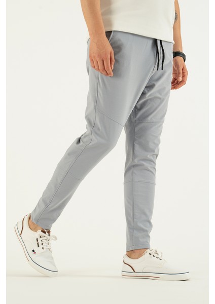 Erkek Açık Gri Nefes Alan Likralı Esnek Kumaş Dar ve Bilek Paça Jogger Pantolon indirimleri