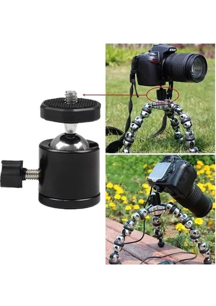 Saywın Çift Girişli Telefon Tutuculu Tripod Slr Kamera Için 360 Derece Dönebilen Metal Mafsal Aparatı 1/4 modelleri