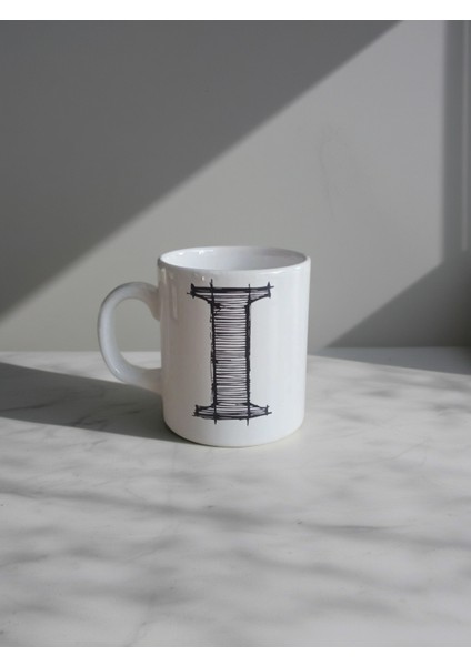 I Harfi Beyaz Seramik Kupa