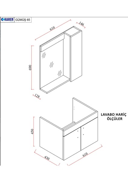 Gümüş 65CM Banyo Dolabı Retro Gümüş-Beyaz Lavabo Dahil fırsatları