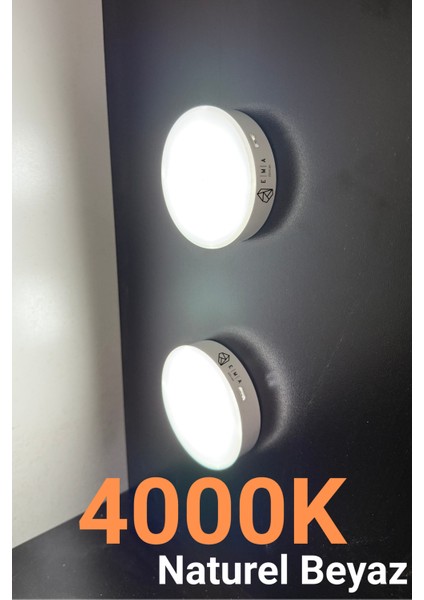 8 Adet Sensörlü LED Kabin Işık USB Şarjlı 4000K Doğal Beyaz Işık | Hareket Algılamalı Gece Lambası | Iç Mekan Kullanımına Uygun modelleri