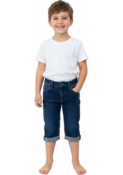 Yazlık Erkek Çocuk Kot Kapri Şort 3-12 Yaş Için Diz Altı Pamuklu Cepli Rahat Sempatik modelleri