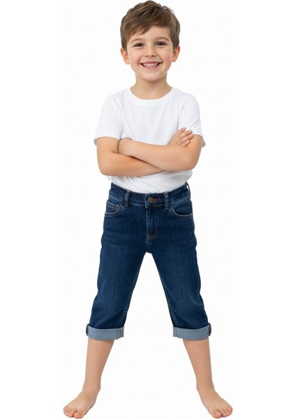 Yazlık Erkek Çocuk Kot Kapri Şort 3-12 Yaş Için Diz Altı Pamuklu Cepli Rahat Sempatik fırsatları