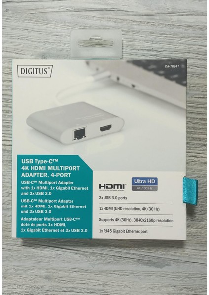 Dıgıtus USB Type-C 4K HDMI Multıport Çoklayıcı 4 Port