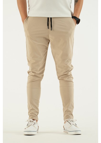 Erkek Taş Rengi Nefes Alan Likralı Esnek Kumaş Dar ve Bilek Paça Jogger Pantolon fiyatları