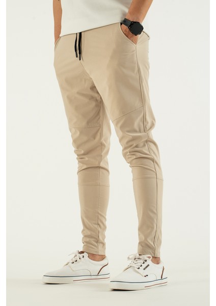 Erkek Taş Rengi Nefes Alan Likralı Esnek Kumaş Dar ve Bilek Paça Jogger Pantolon modelleri