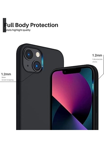 Apple iPhone 13 Kılıf 6.1 ile Uyumlu, Ince Sıvı Silikon 3 Katmanlı Tam Kaplamalı Yumuşak Jel Kauçuk Kılıf Kapak (Siyah, 6.1 Inç) modelleri