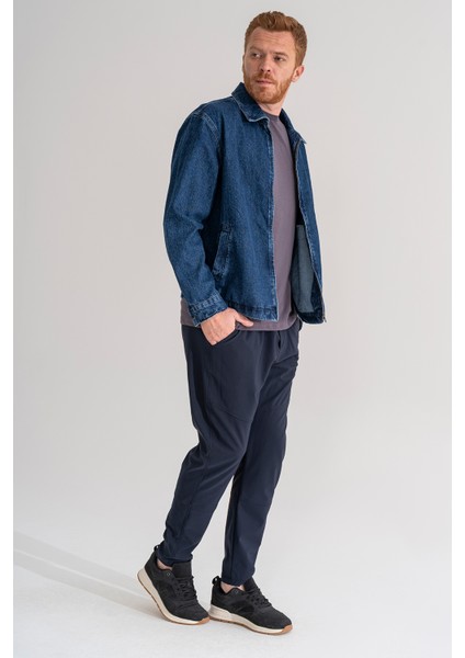 Erkek Lacivert Nefes Alan Likralı Esnek Kumaş Dar ve Bilek Paça Jogger Pantolon fiyatları