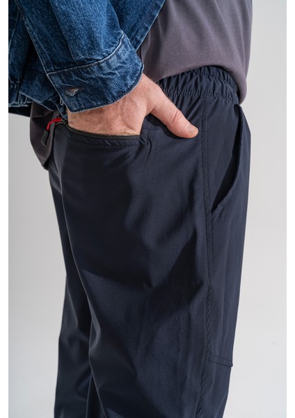 Erkek Lacivert Nefes Alan Likralı Esnek Kumaş Dar ve Bilek Paça Jogger Pantolon