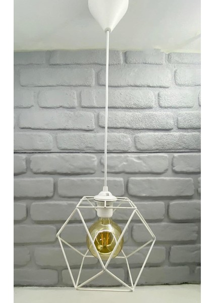 Endüstriyel Metal Kafes Çokgen Hol Mutfak Tekli Sarkıt Avize Aydınlatma Modelleri