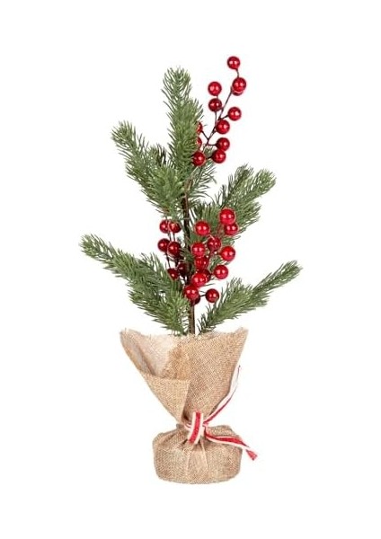 Yılbaşı Süsü Masa Çamı Kırmızı Berry'li Yeşil 18X37 Cm. fiyatları