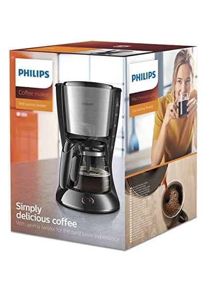 HD7462/20 Kahve Makinesi, Cam Sürahi, 1.2l Kapasite, Makinede Yıkanabilir, 1000 W, Siyah, Metal fiyatları