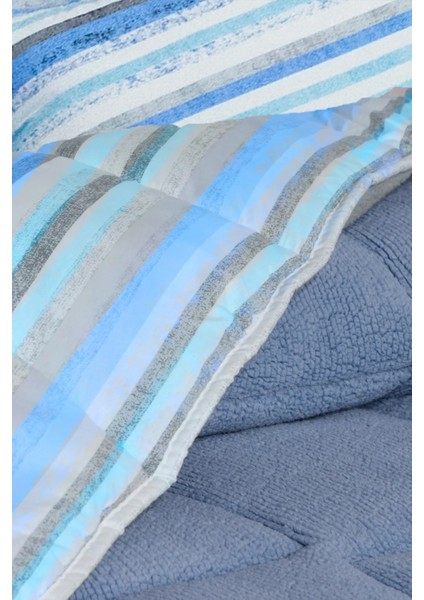 Oso Blanco Sherpa Çift Kişilik Comforter Uyku Seti - Mavi