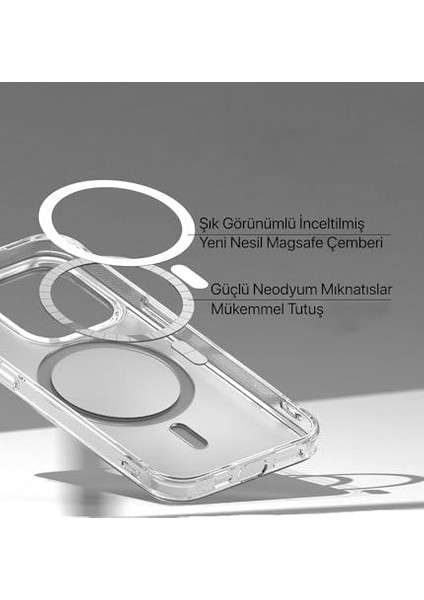 Iphone 15 Pro Için Magsafe ile Uyumlu Arkası Mat Görünümlü Polikarbonat Kenarları Silikon Parmak Izi Tutmayan Yüksek Kalite Şeffaf Silikon Kılıf (Manyetik, 15 Pro) fiyatları