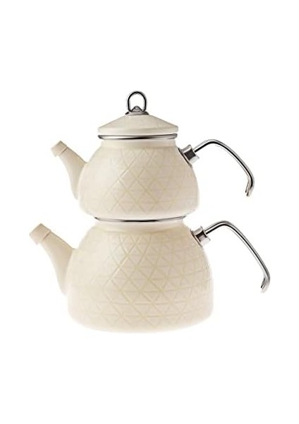 Kristal Krem Emaye Çaydanlık Takımı modelleri