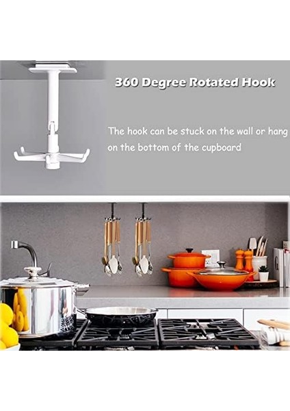 4 Adet 360 Dönebilen Katlanır Kanca, Mutfak Deliksiz Duvar Döner Raf, Ev Banyo Mutfak Havlusu Için Su Geçirmez Çok Amaçlı Mutfak Kancaları (Beyaz) fiyatları