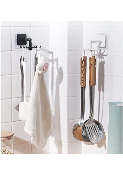 4 Adet 360 Dönebilen Katlanır Kanca, Mutfak Deliksiz Duvar Döner Raf, Ev Banyo Mutfak Havlusu Için Su Geçirmez Çok Amaçlı Mutfak Kancaları (Beyaz) modelleri